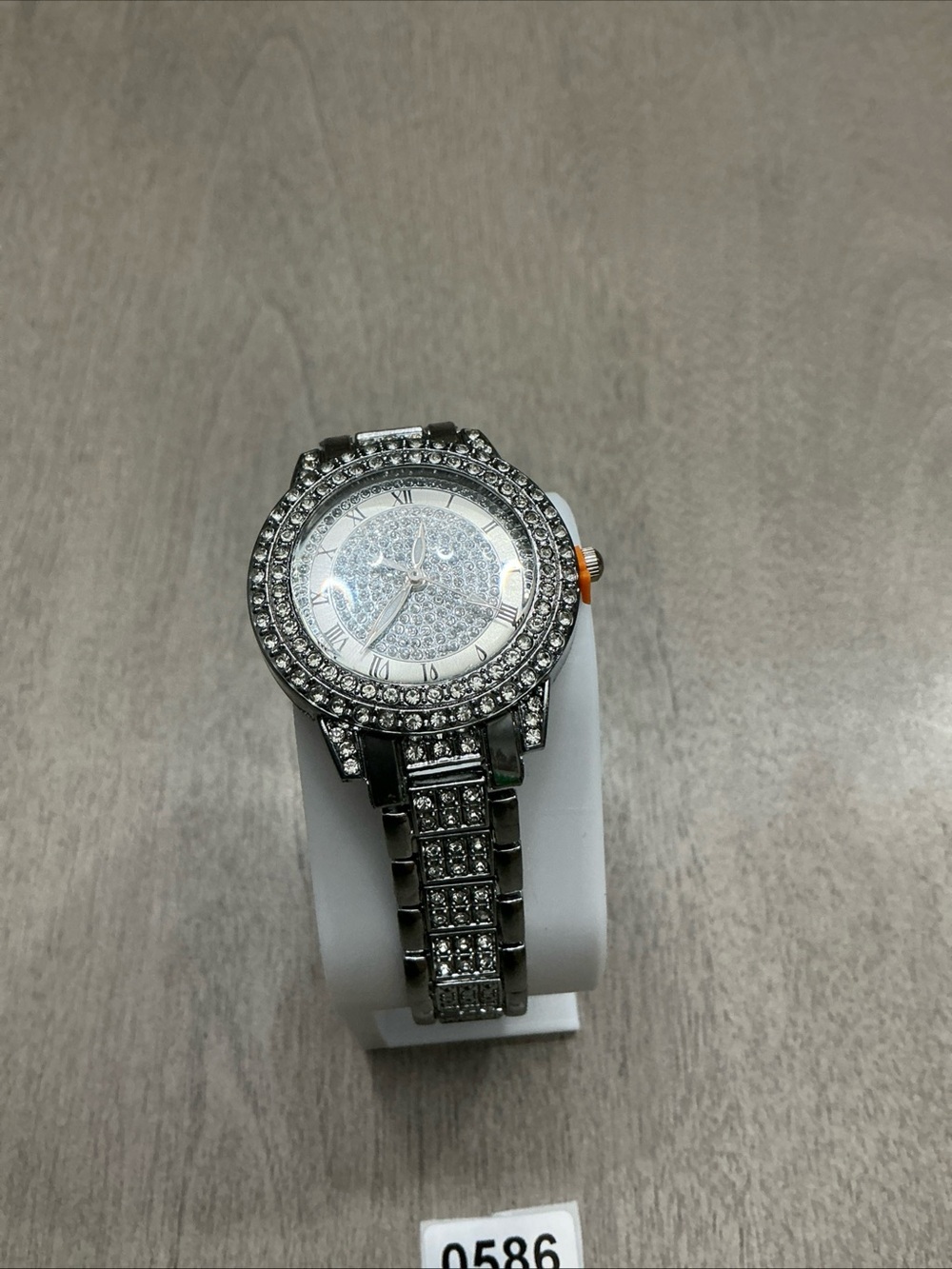 Silver Crystal Accent Men's Bracelet Watch